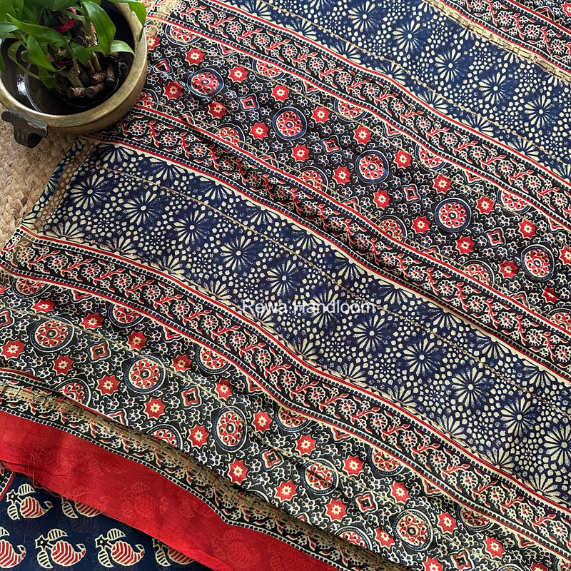 Blue Chanderi Silk Printed Saree CPS094