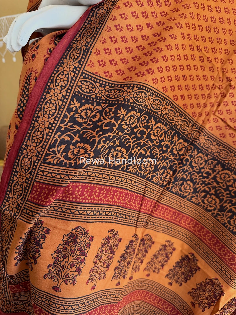 Orange-Maroon Bagh Print Cotton Suit BGCSJ0164