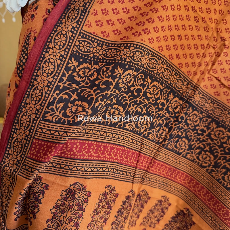 Orange-Maroon Bagh Print Cotton Suit BGCSJ0164
