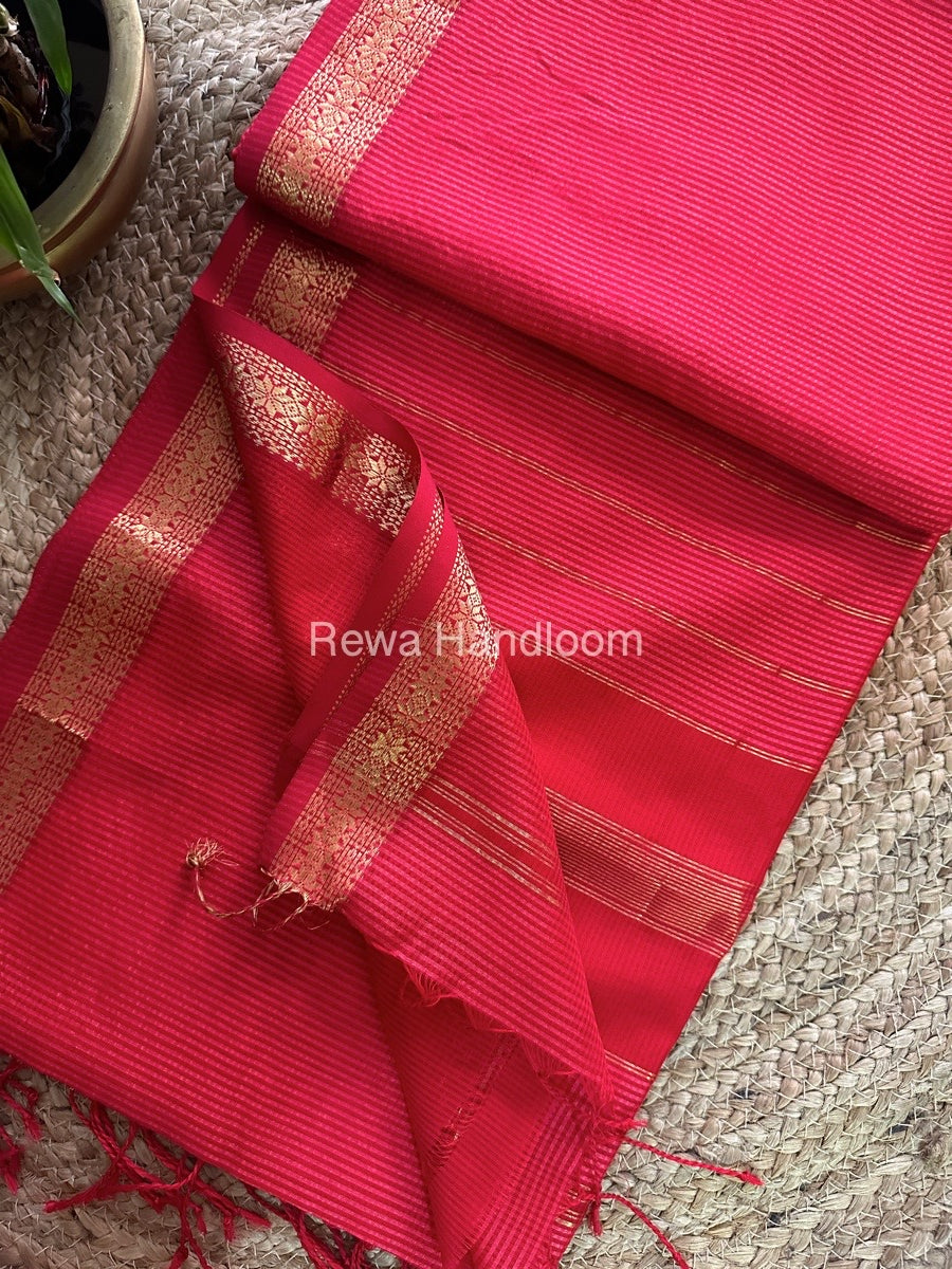 Maheshwari Pink Garbha Reshami Silk Saree GS165