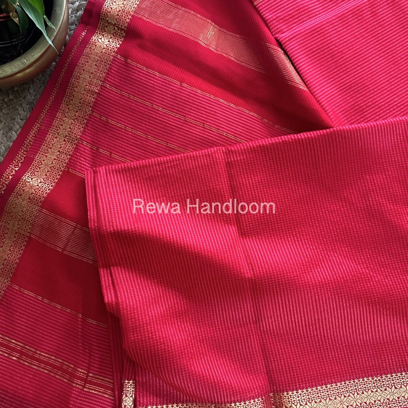 Maheshwari Pink Garbha Reshami Silk Saree GS165