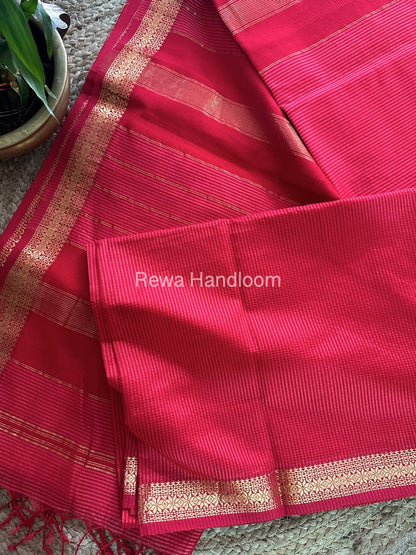 Maheshwari Pink Garbha Reshami Silk Saree GS165