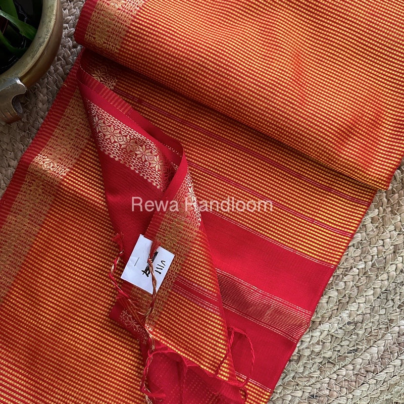 Maheshwari Golden Yellow Garbha Reshami Silk Saree GS164