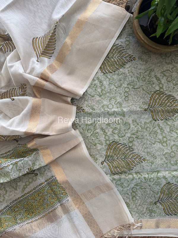 Maheshwari Handblock Print Top-Dupatta