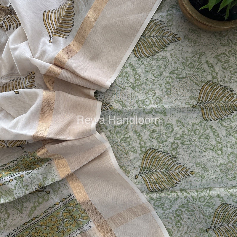 Maheshwari Handblock Print Top-Dupatta