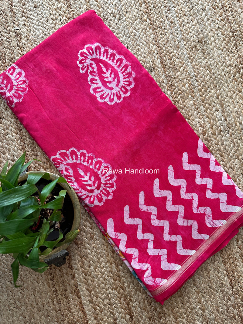 Pink Chanderi Silk Printed Saree CPS090