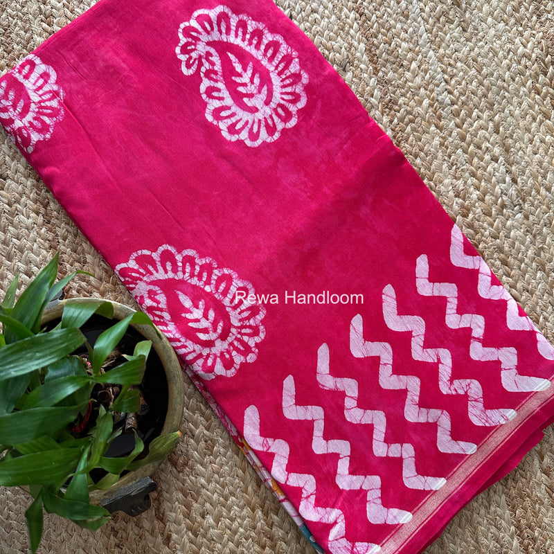 Pink Chanderi Silk Printed Saree CPS090