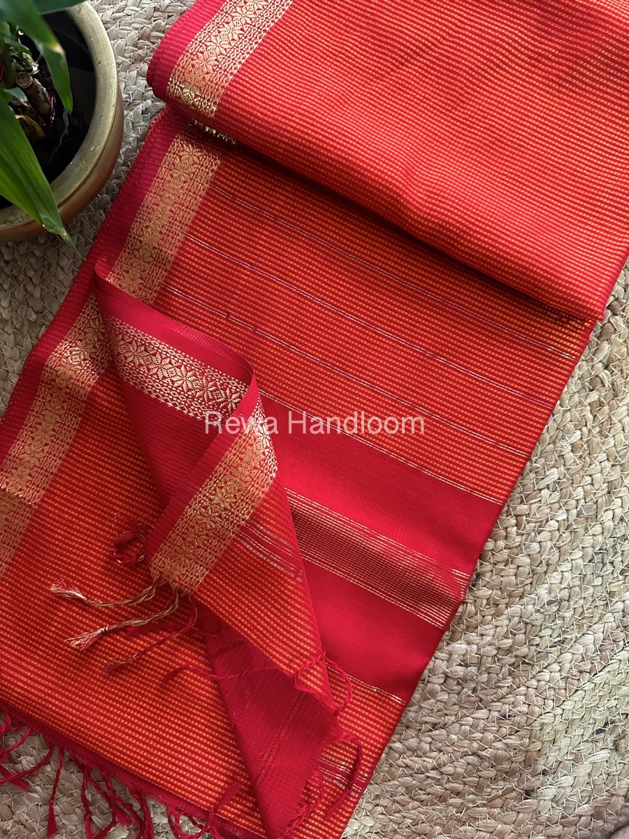 Maheshwari Orange Garbha Reshami Silk Saree GS159