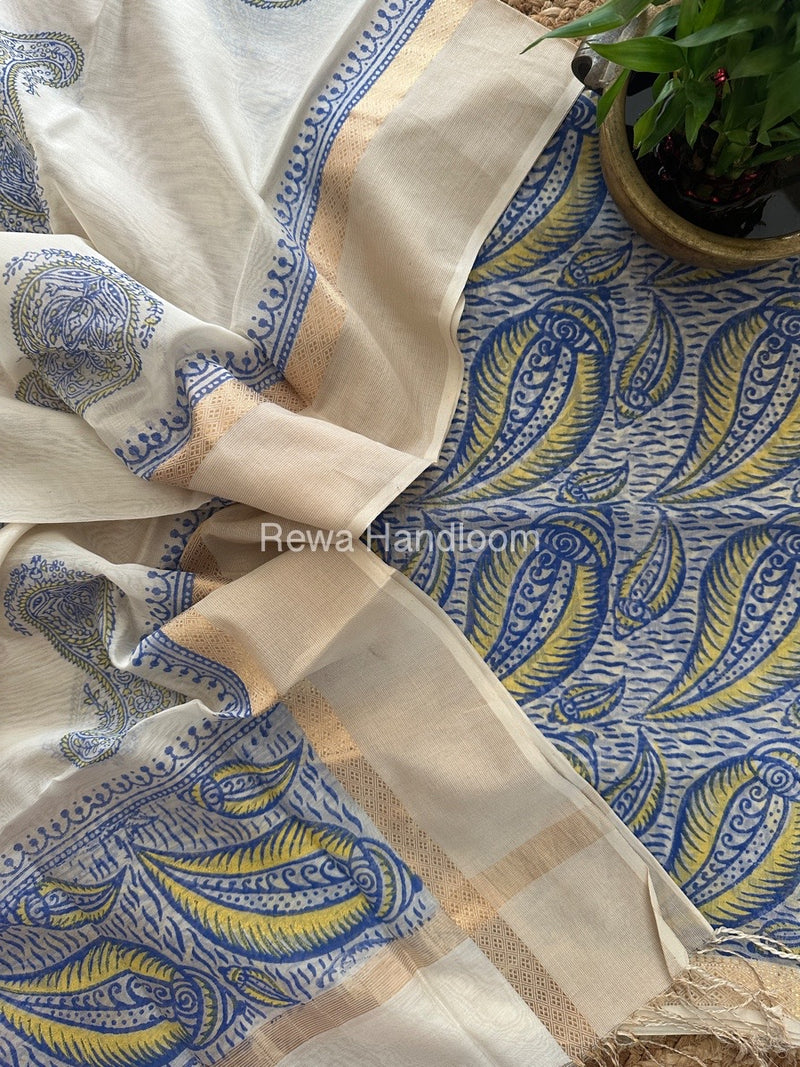 Maheshwari Handblock Print Top-Dupatta
