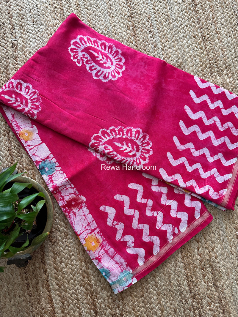 Pink Chanderi Silk Printed Saree CPS090
