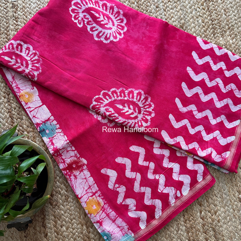 Pink Chanderi Silk Printed Saree CPS090
