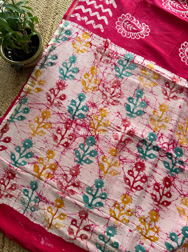 Pink Chanderi Silk Printed Saree CPS090