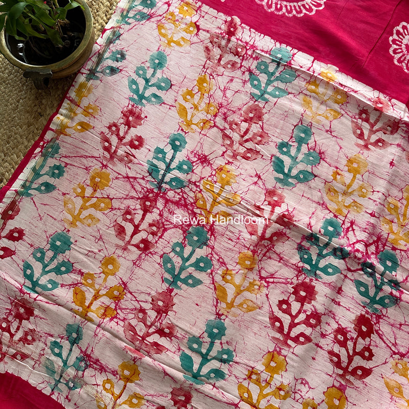 Pink Chanderi Silk Printed Saree CPS090