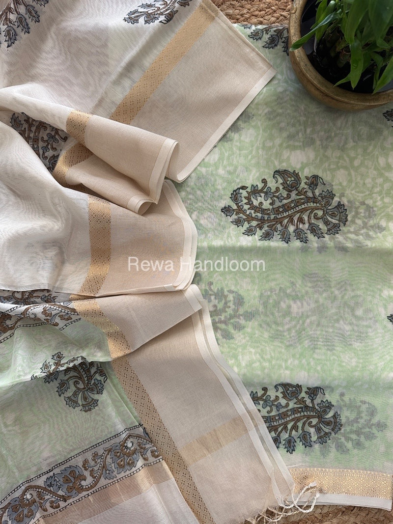 Maheshwari Handblock Print Top-Dupatta