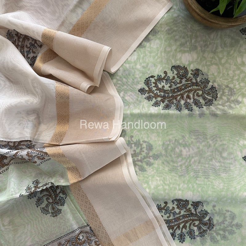 Maheshwari Handblock Print Top-Dupatta