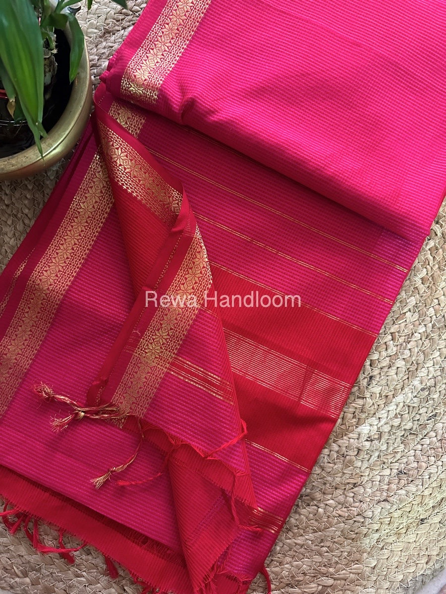 Maheshwari Pink Garbha Reshami Silk Saree GS158