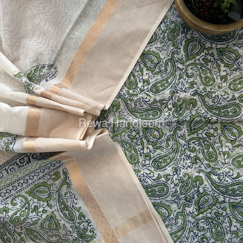 Maheshwari Handblock Print Top-Dupatta