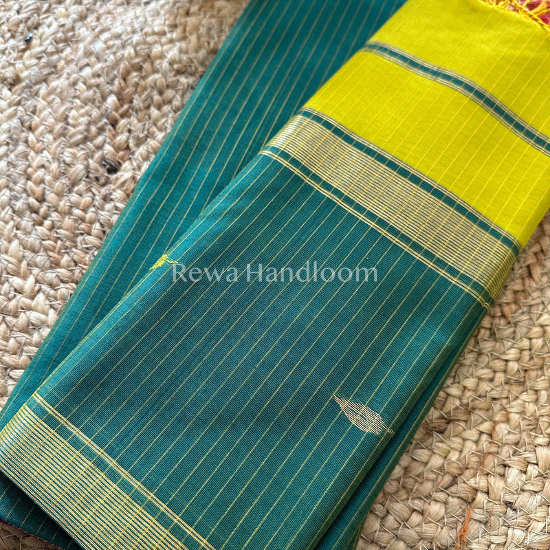 Maheshwari Sea Green-Yellow Motifs Top-Dupatta Set-PST055