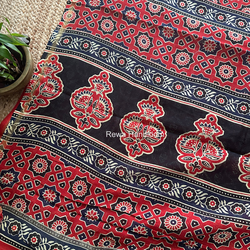 Red Chanderi Silk Printed Saree CPS091