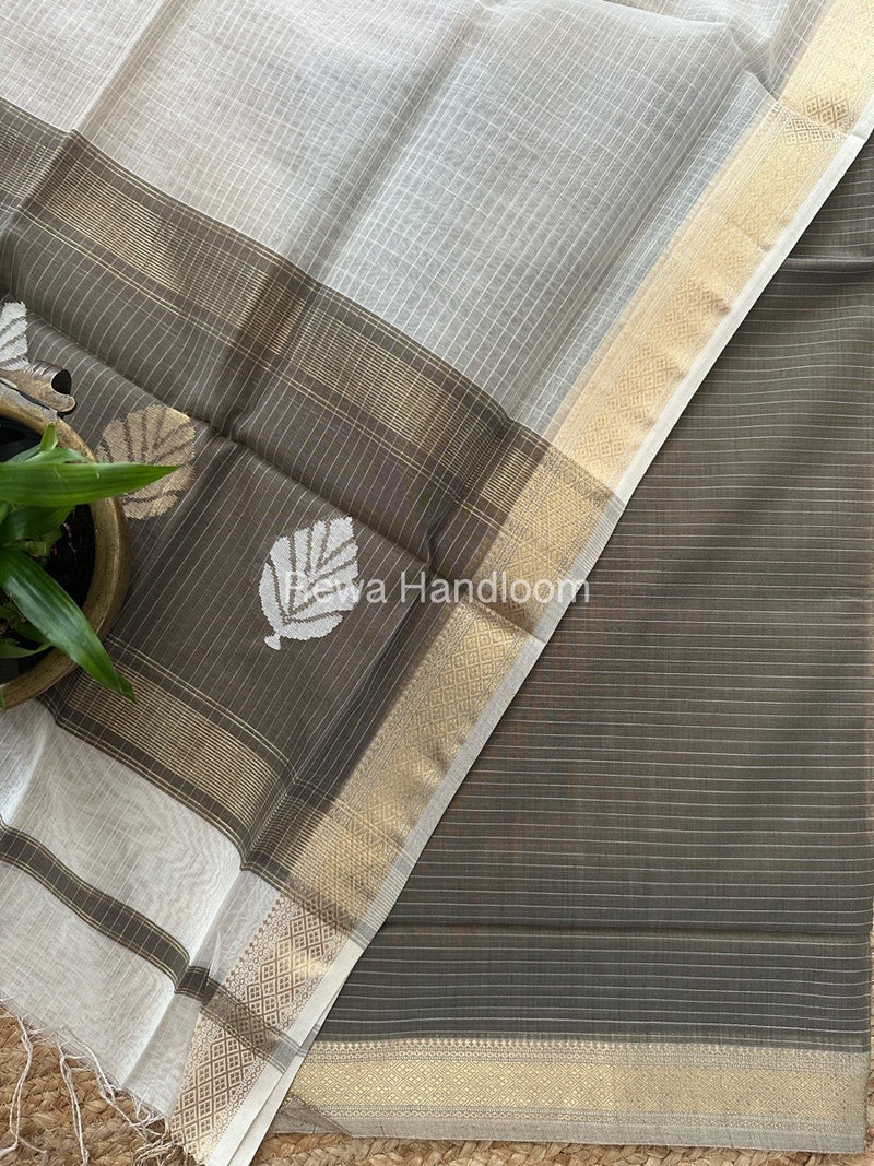 Maheshwari Grey - White Katan Top Dupatta Sets KBS10105