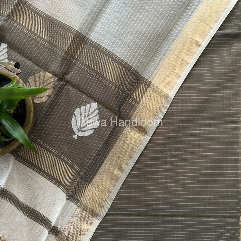 Maheshwari Grey - White Katan Top Dupatta Sets KBS10105