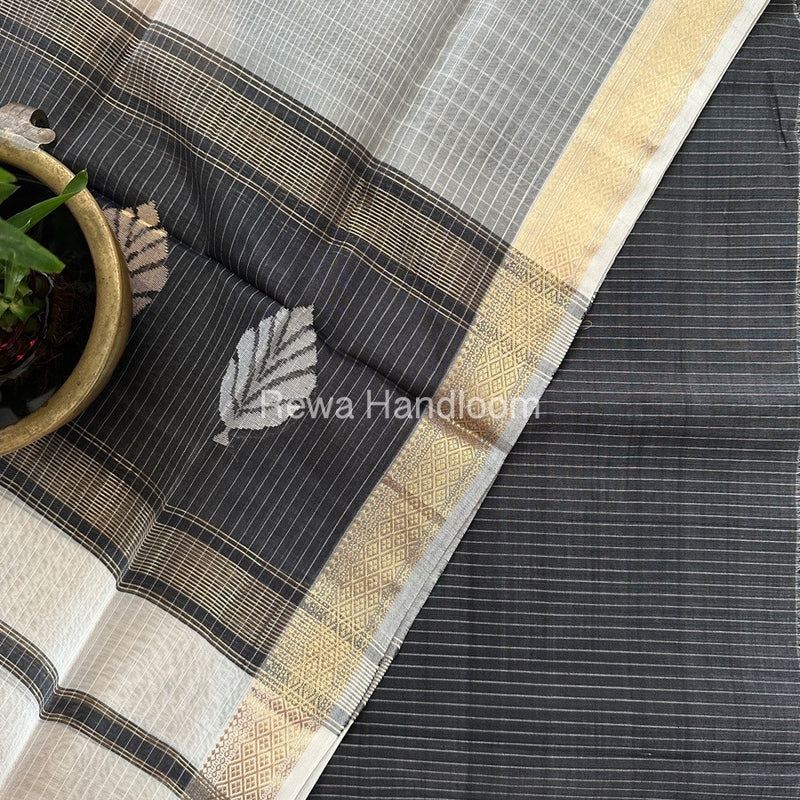 Maheshwari Black-White Katan Motifs Top Dupatta Sets KBS075