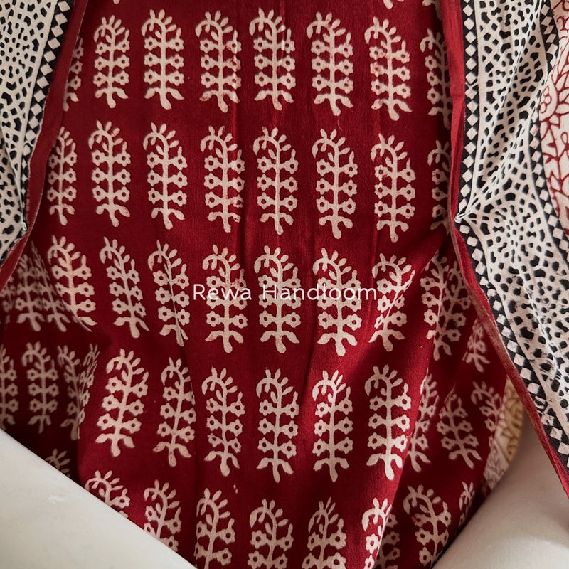 Red-White Bagh Print Cotton Suit BGCSJ0156