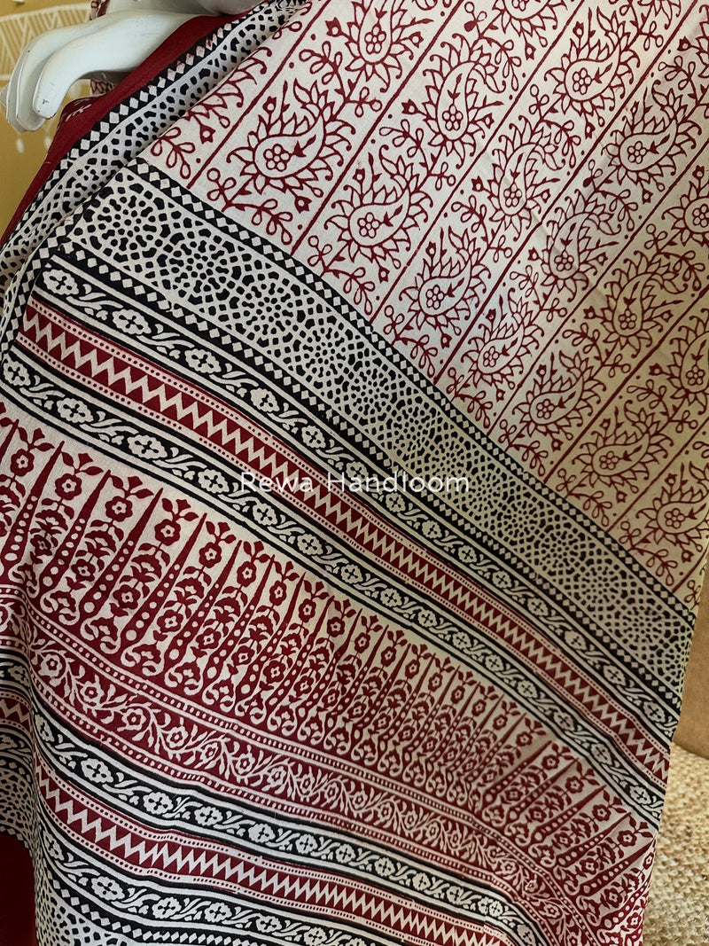 Red-White Bagh Print Cotton Suit BGCSJ0156