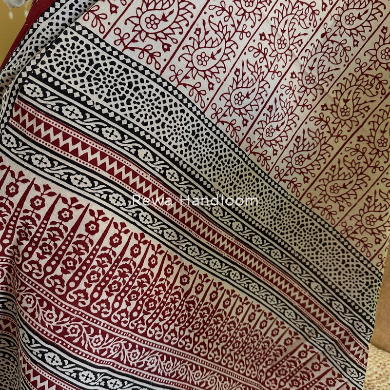 Red-White Bagh Print Cotton Suit BGCSJ0156