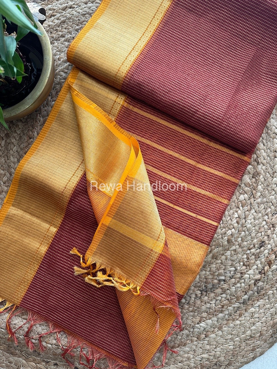 Exclusive Maheswari Coffee Brown Tissue Silk Saree ZTS066