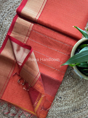 Exclusive Maheswari Orange Tissue Silk Saree ZTS065