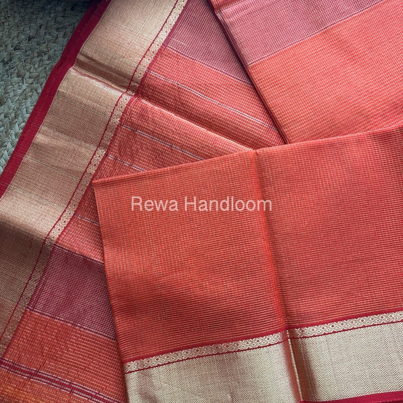 Exclusive Maheswari Orange Tissue Silk Saree ZTS065