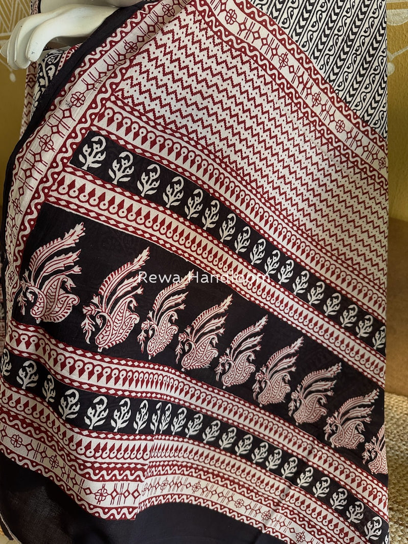 Black-White Bagh Print Cotton Suit BGCSJ0174