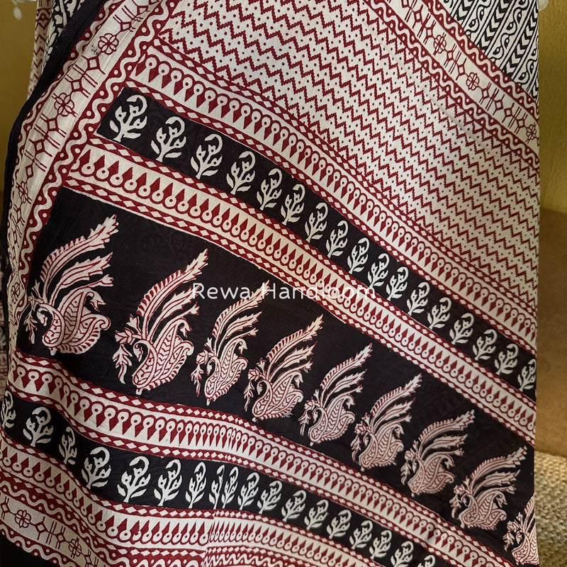 Black-White Bagh Print Cotton Suit BGCSJ0174