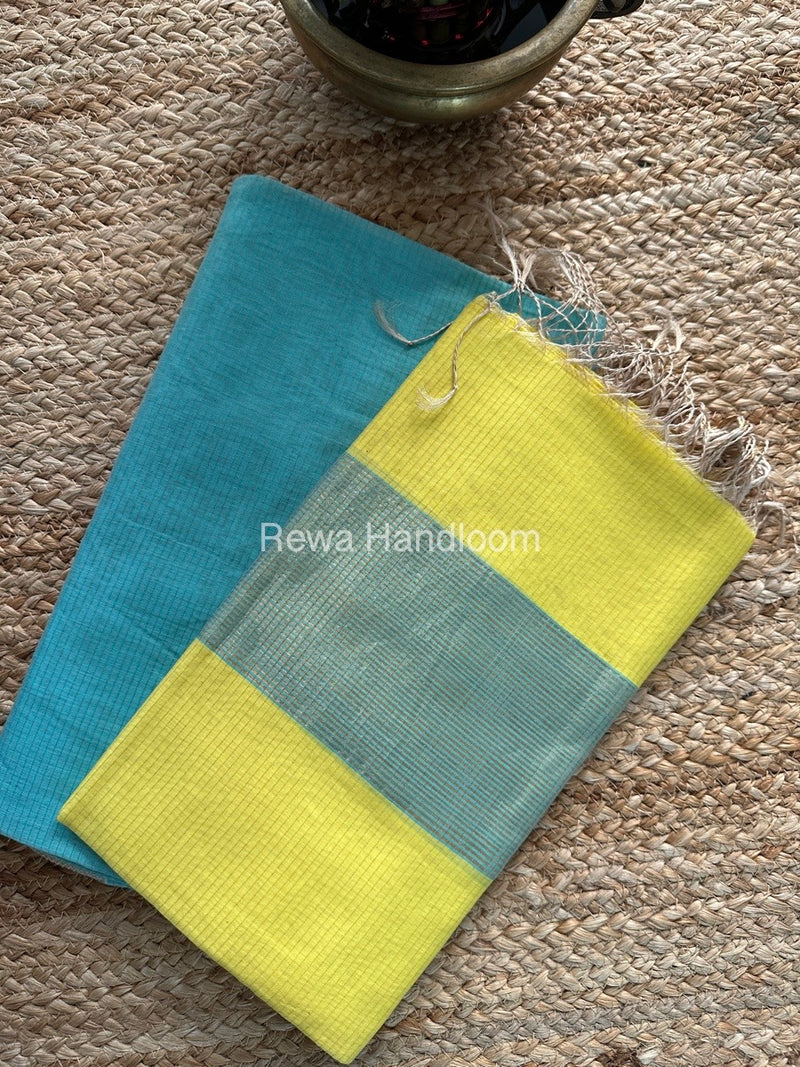 Maheshwari Sea Green-Yellow Tissue Top-Dupatta TTP09