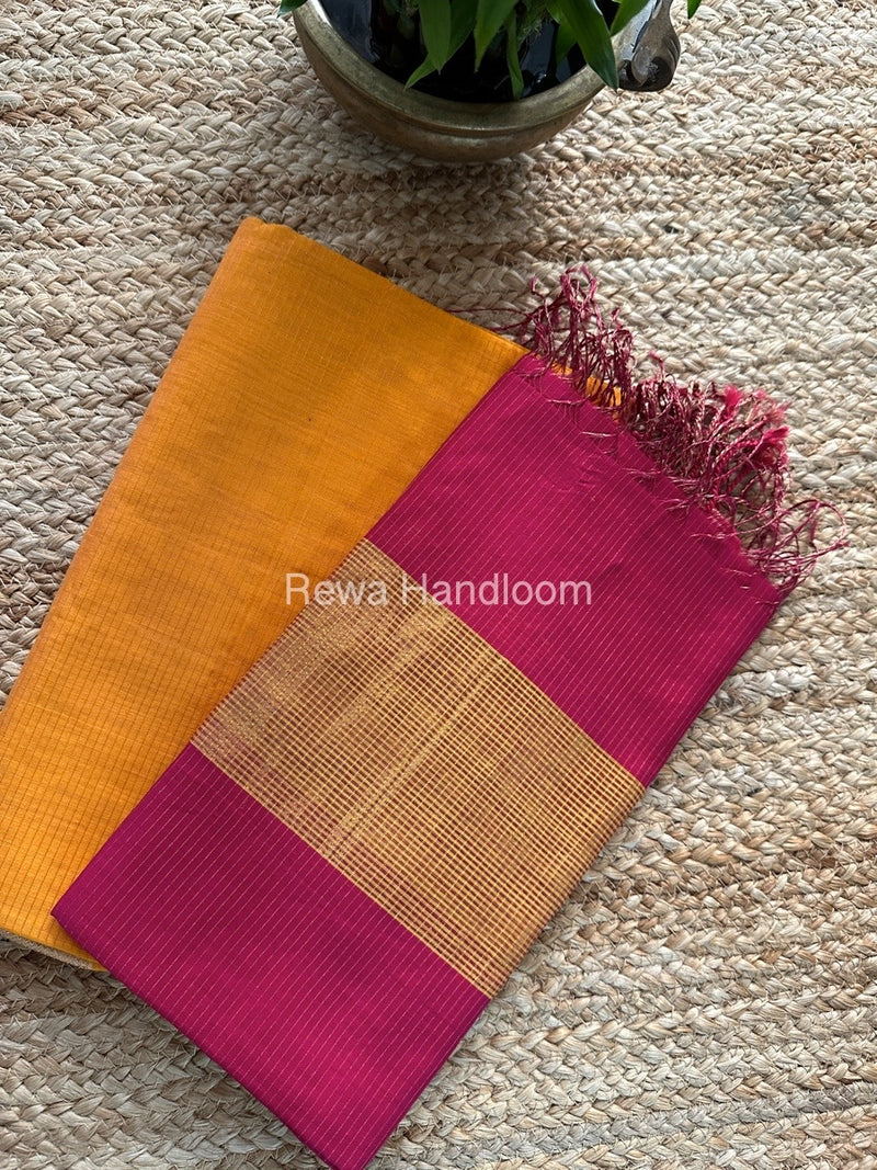 Maheshwari Light Orange-Rani Pink Tissue Top-Dupatta TTP021