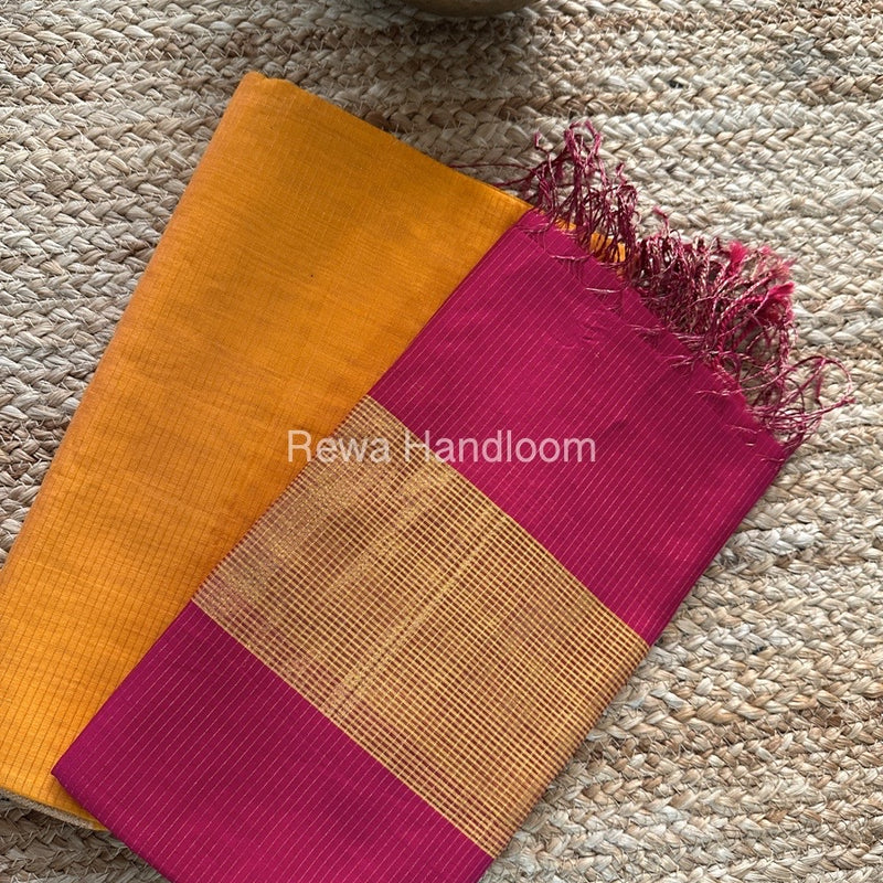 Maheshwari Light Orange-Rani Pink Tissue Top-Dupatta TTP021