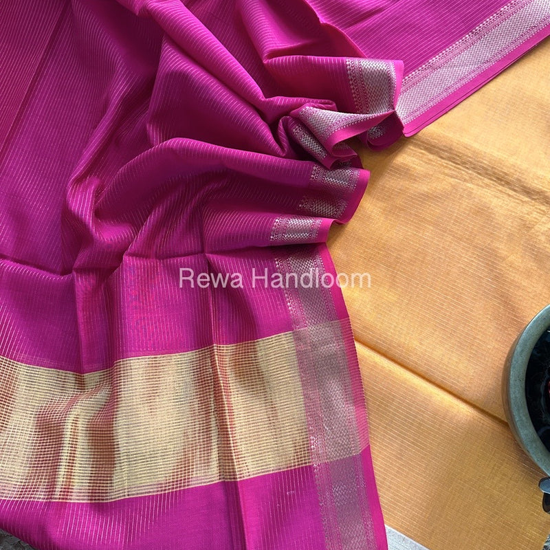 Maheshwari Light Orange-Rani Pink Tissue Top-Dupatta TTP021