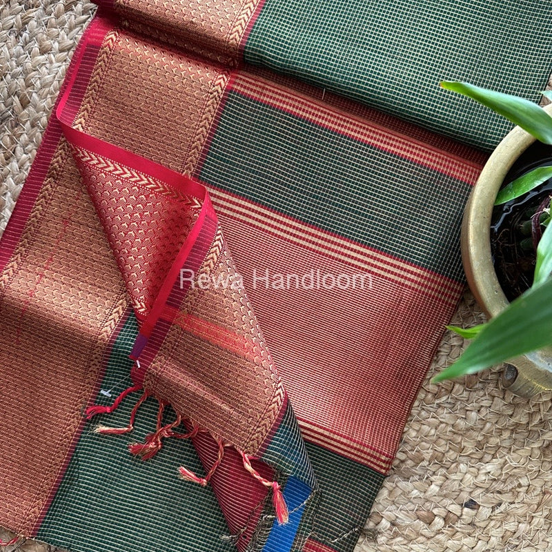 Exclusive Maheswari Green Tissue Silk Saree ZTS062