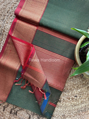 Exclusive Maheswari Green Tissue Silk Saree ZTS062