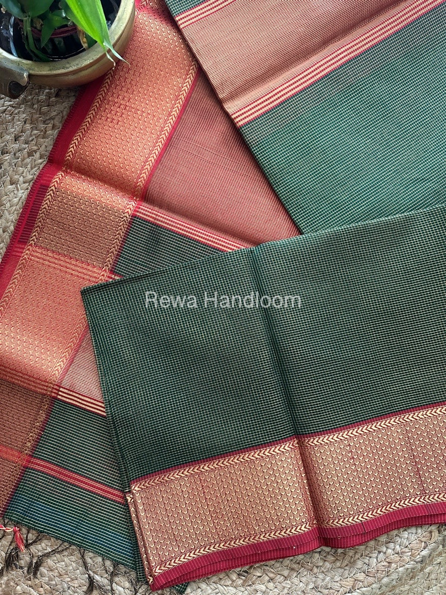 Exclusive Maheswari Green Tissue Silk Saree ZTS062