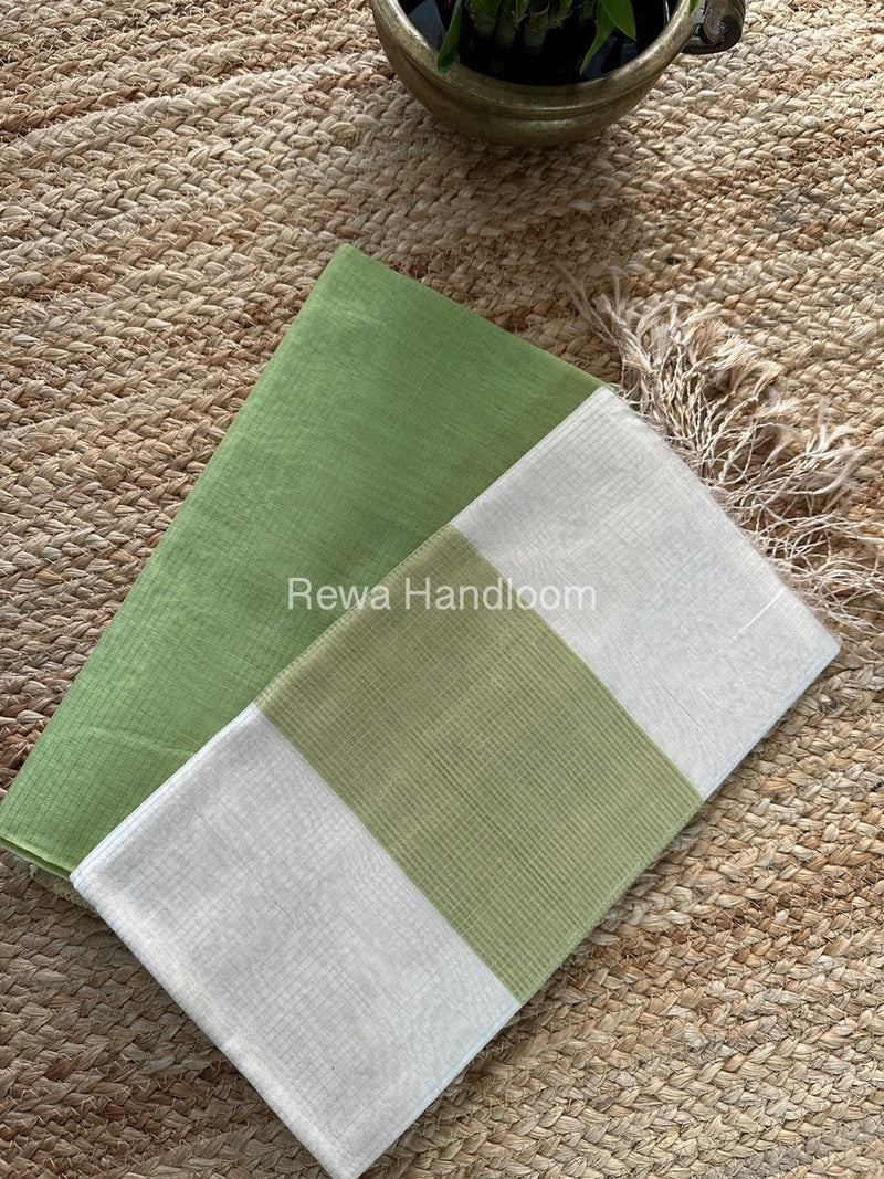 Maheshwari Pista Green-White Tissue Top-Dupatta TTP02