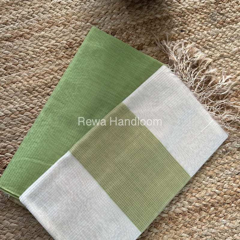 Maheshwari Pista Green-White Tissue Top-Dupatta TTP02