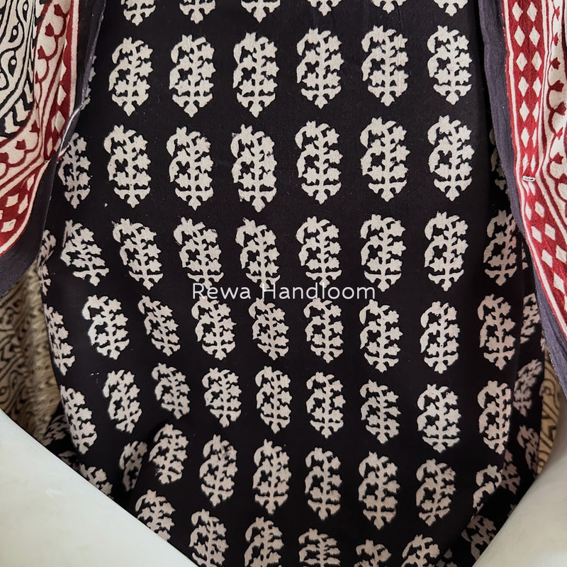 Black-White Bagh Print Cotton Suit BGCSJ0198