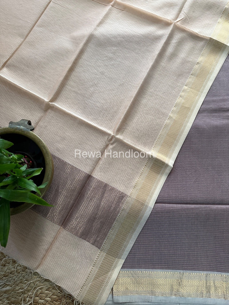 Maheshwari Onion-Light Peach Tissue Top-Dupatta TTP012