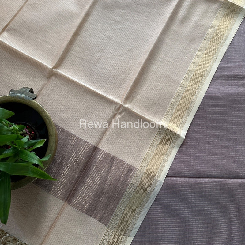 Maheshwari Onion-Light Peach Tissue Top-Dupatta TTP012