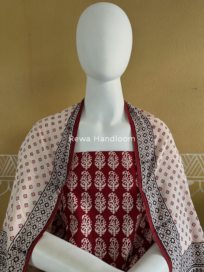 Red-White Bagh Print Cotton Suit BGCSJ0214