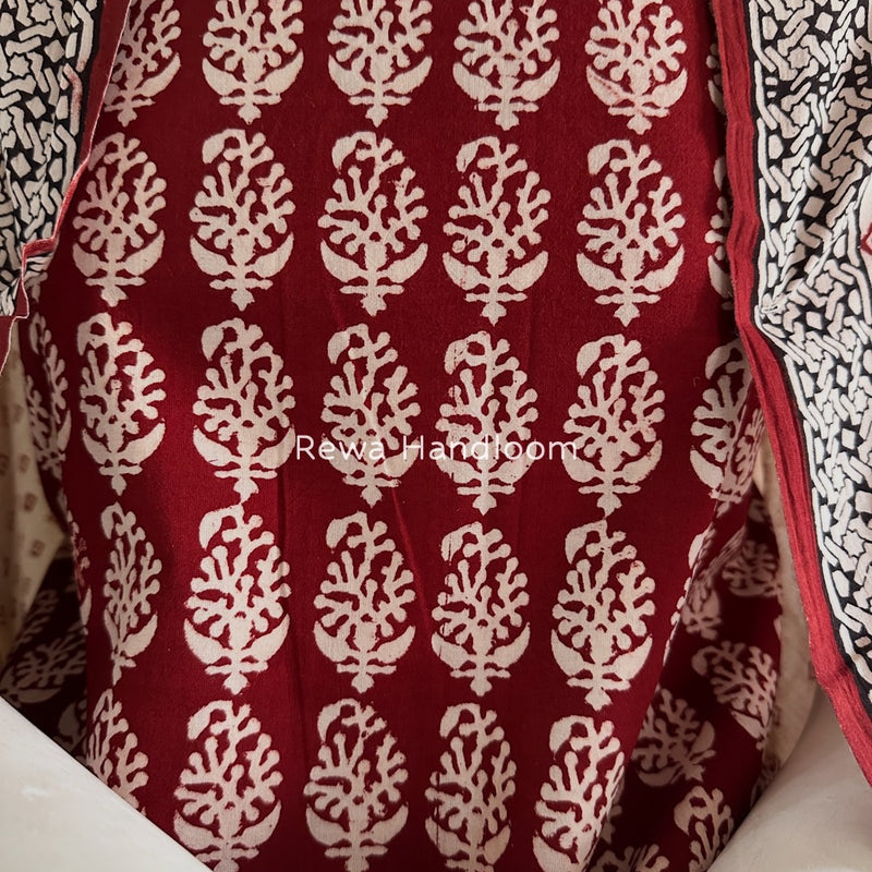 Red-White Bagh Print Cotton Suit BGCSJ0214