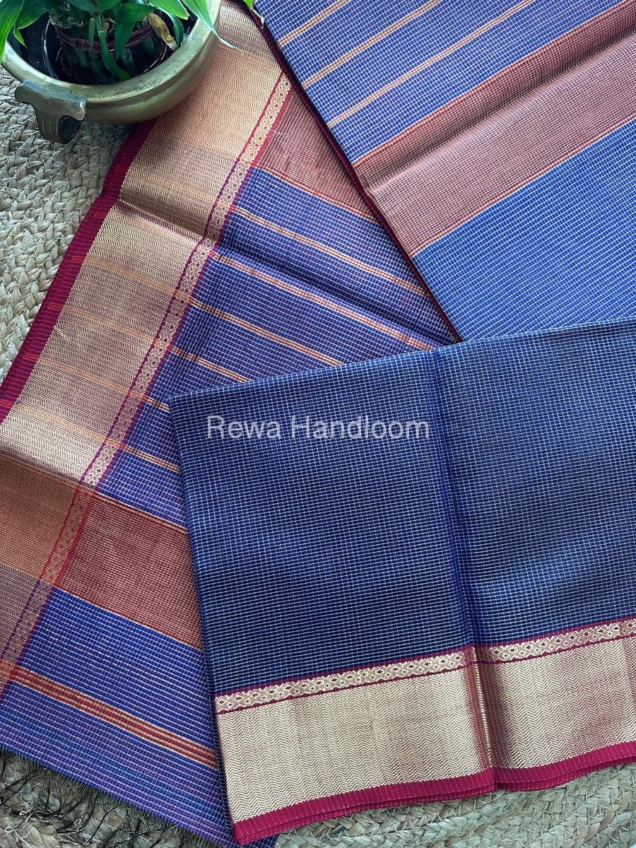 Exclusive Maheswari Royal Blue Tissue Silk Saree ZTS073