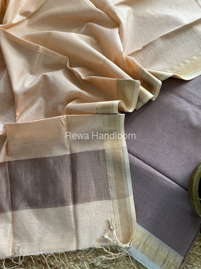 Maheshwari Onion-Light Peach Tissue Top-Dupatta TTP012